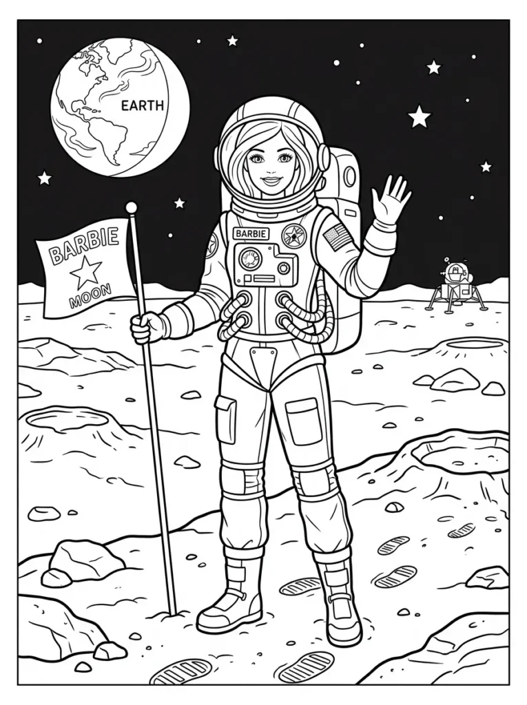 Barbie astronaut coloring page