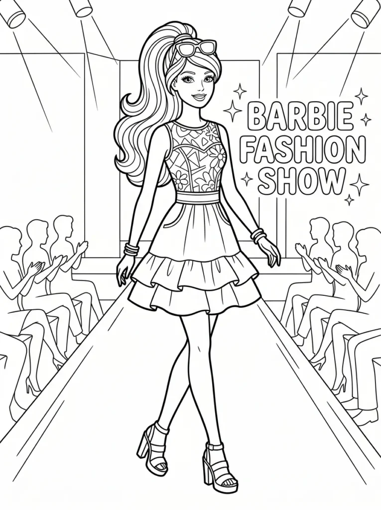 Barbie fashion model coloring page