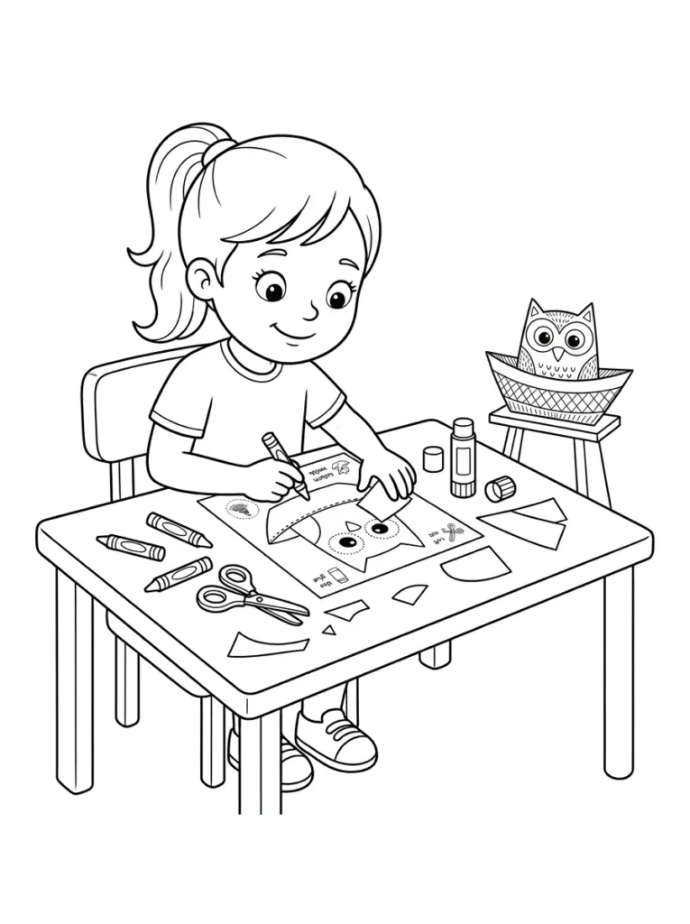 Kids coloring and paper craft activity page printable