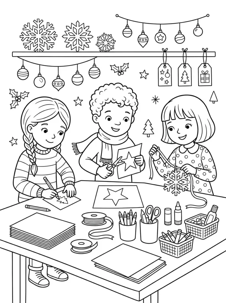 Holiday decoration craft coloring page printable