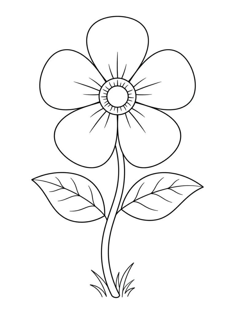 Simple flower coloring page printable