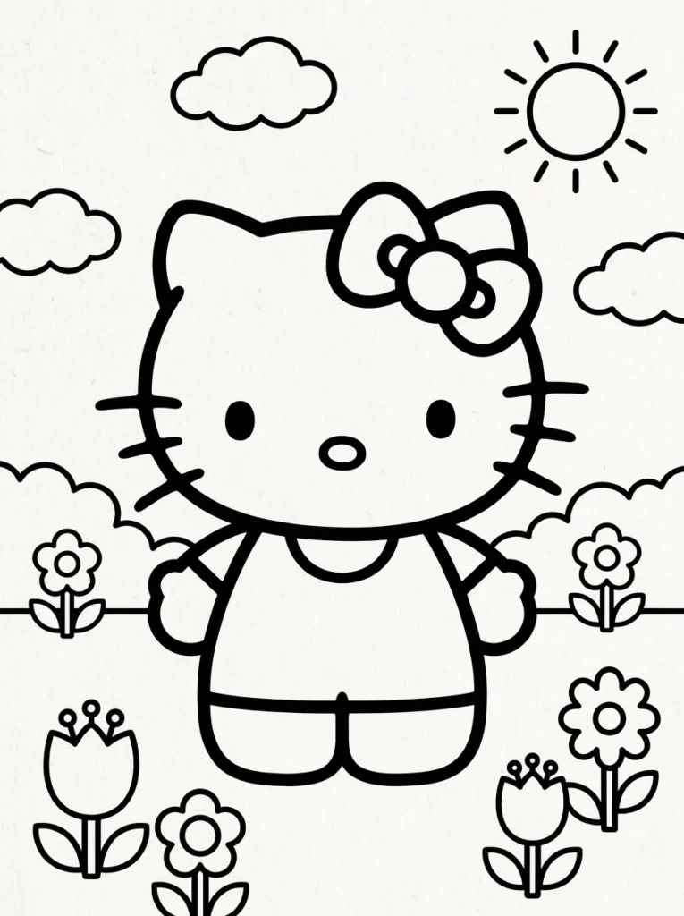 Hello Kitty classic coloring page