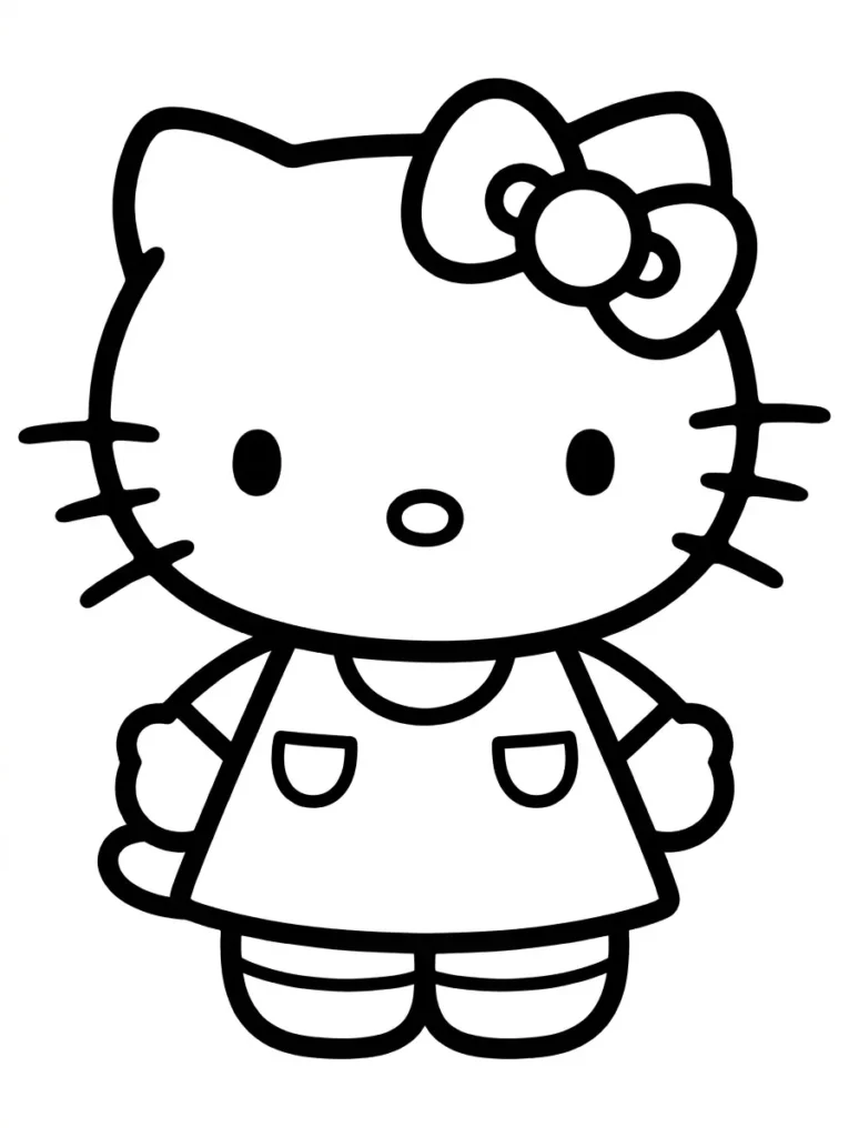 Hello Kitty dress fashion coloring page printable
