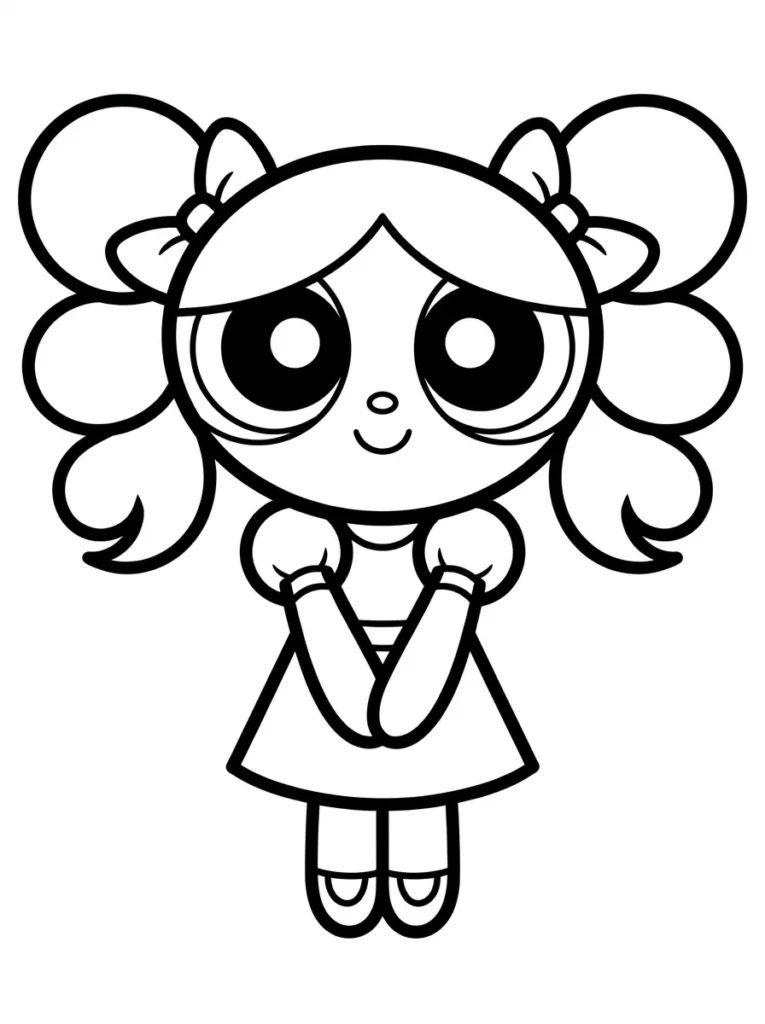 Bubbles girl coloring page free printable
