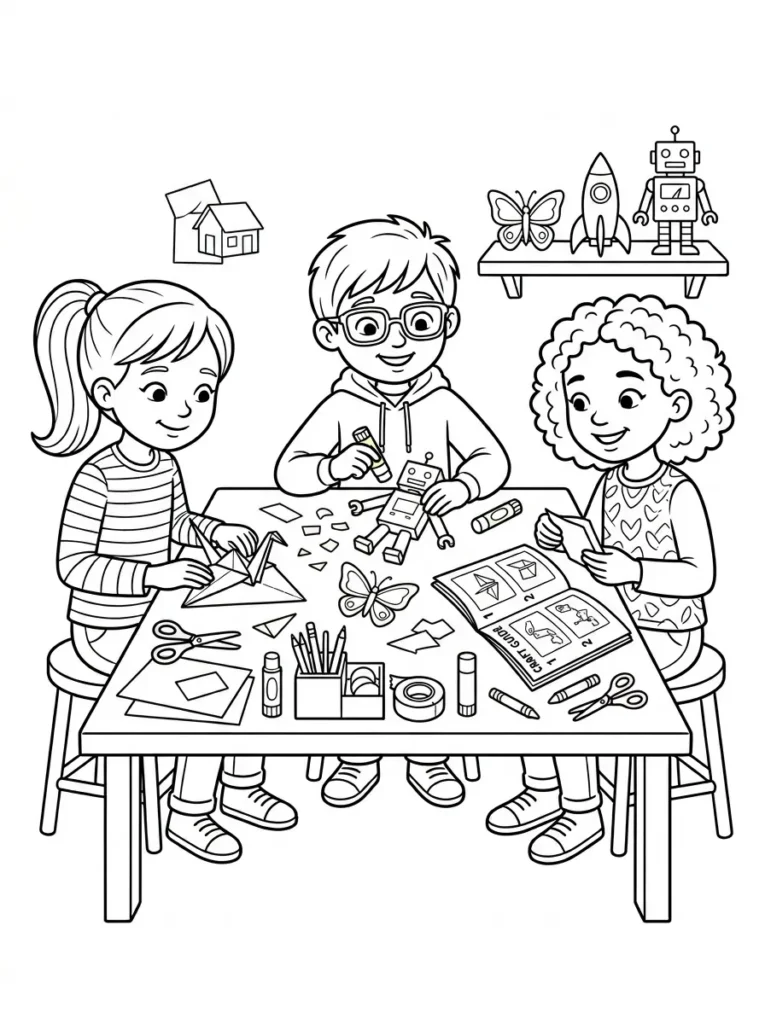 School age group craft activity coloring page printable