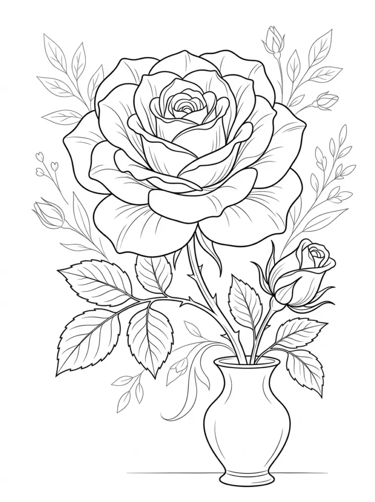 Rose garden coloring page printable