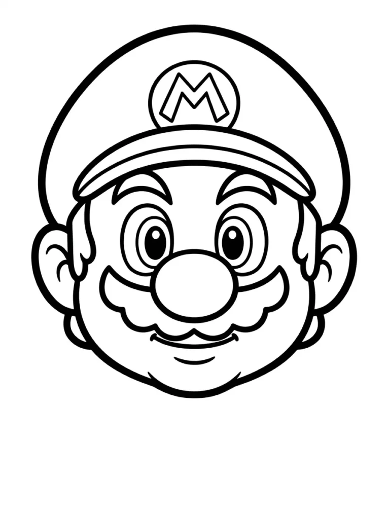 Mario face coloring page free printable