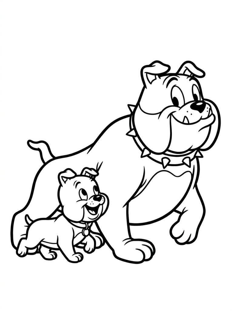 Spike and Tyke walking side by side with happy expressions.