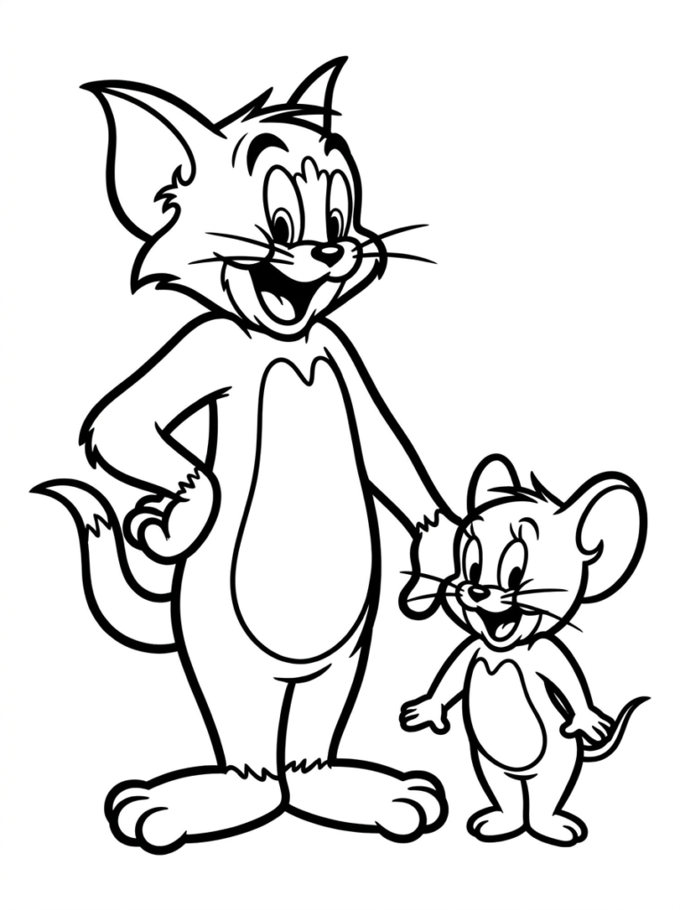 Tom and Jerry smiling together happily