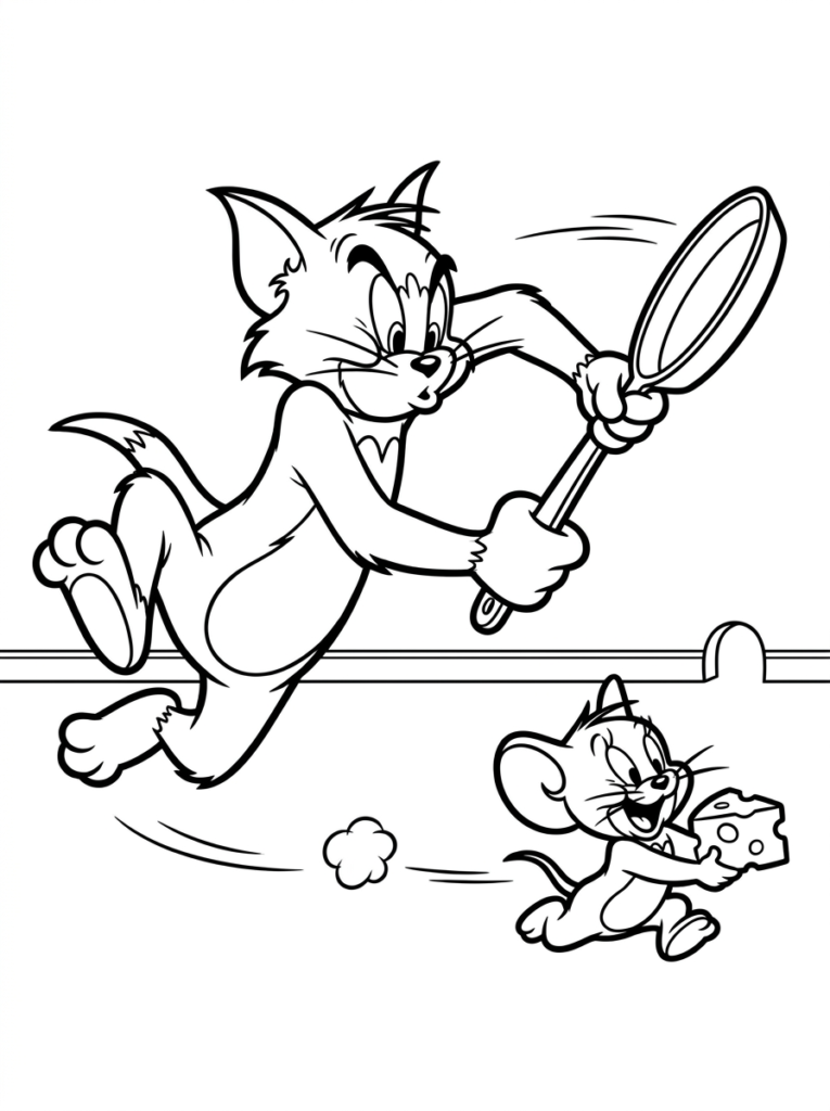 Tom running after Jerry in a playful chase