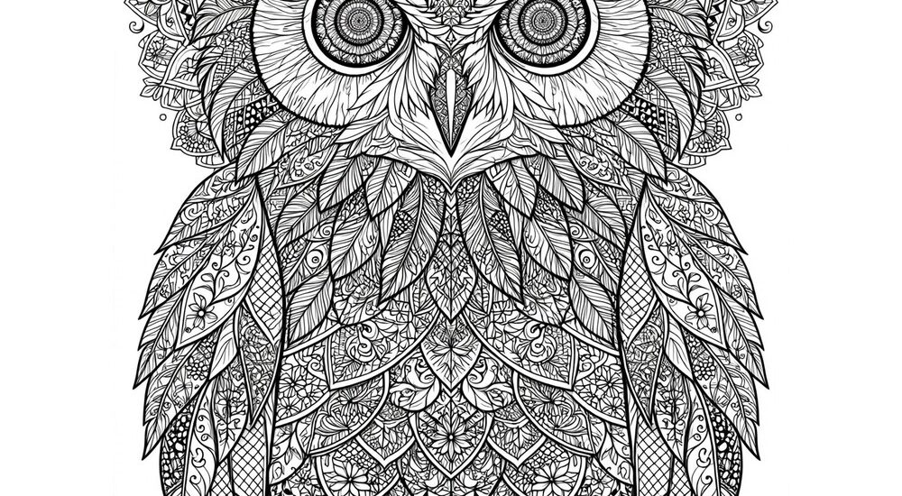 Free printable intricate owl coloring page for adults