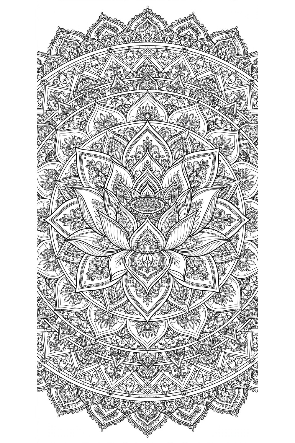 Free printable lotus flower coloring page for adults