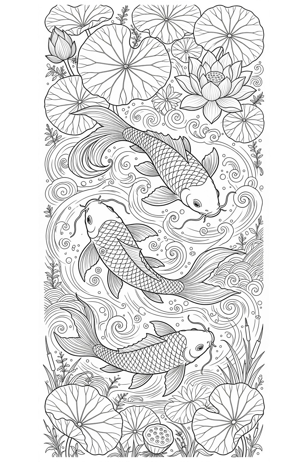 Free printable koi fish coloring page for adults