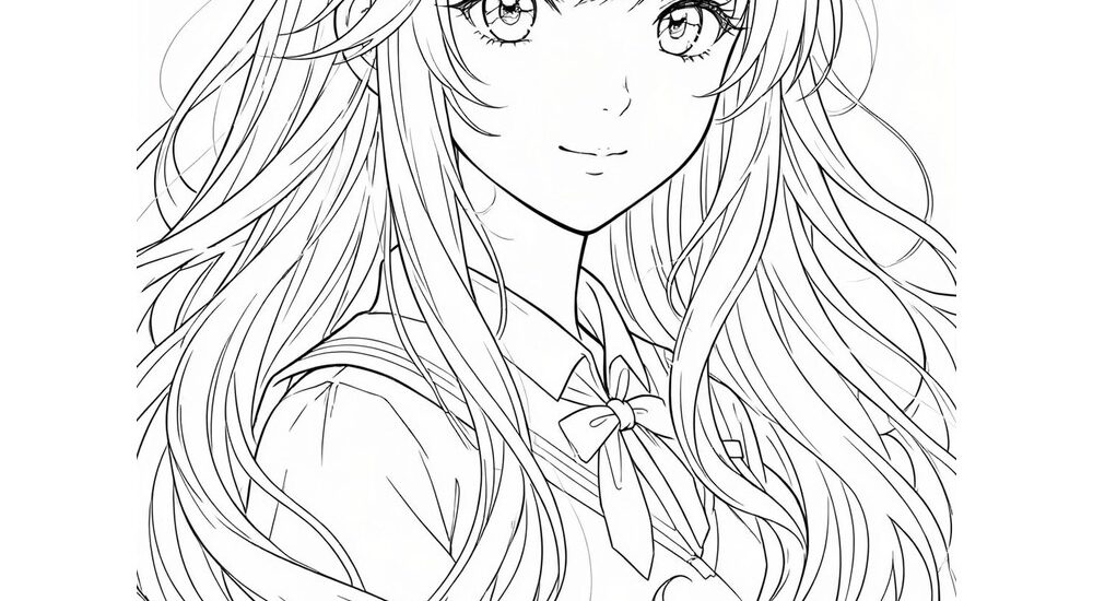 Free printable anime girl coloring page