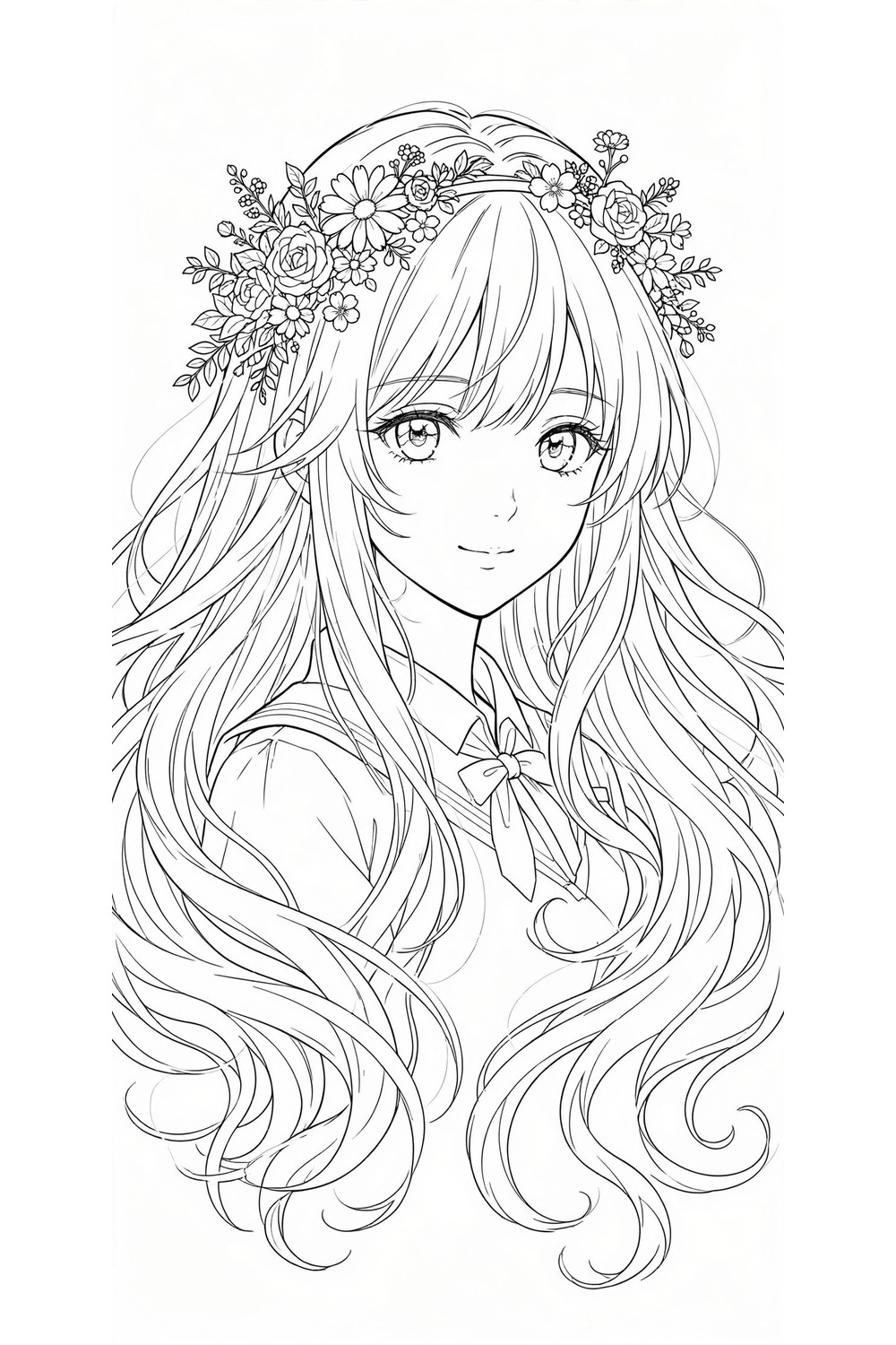 Free printable anime girl coloring page