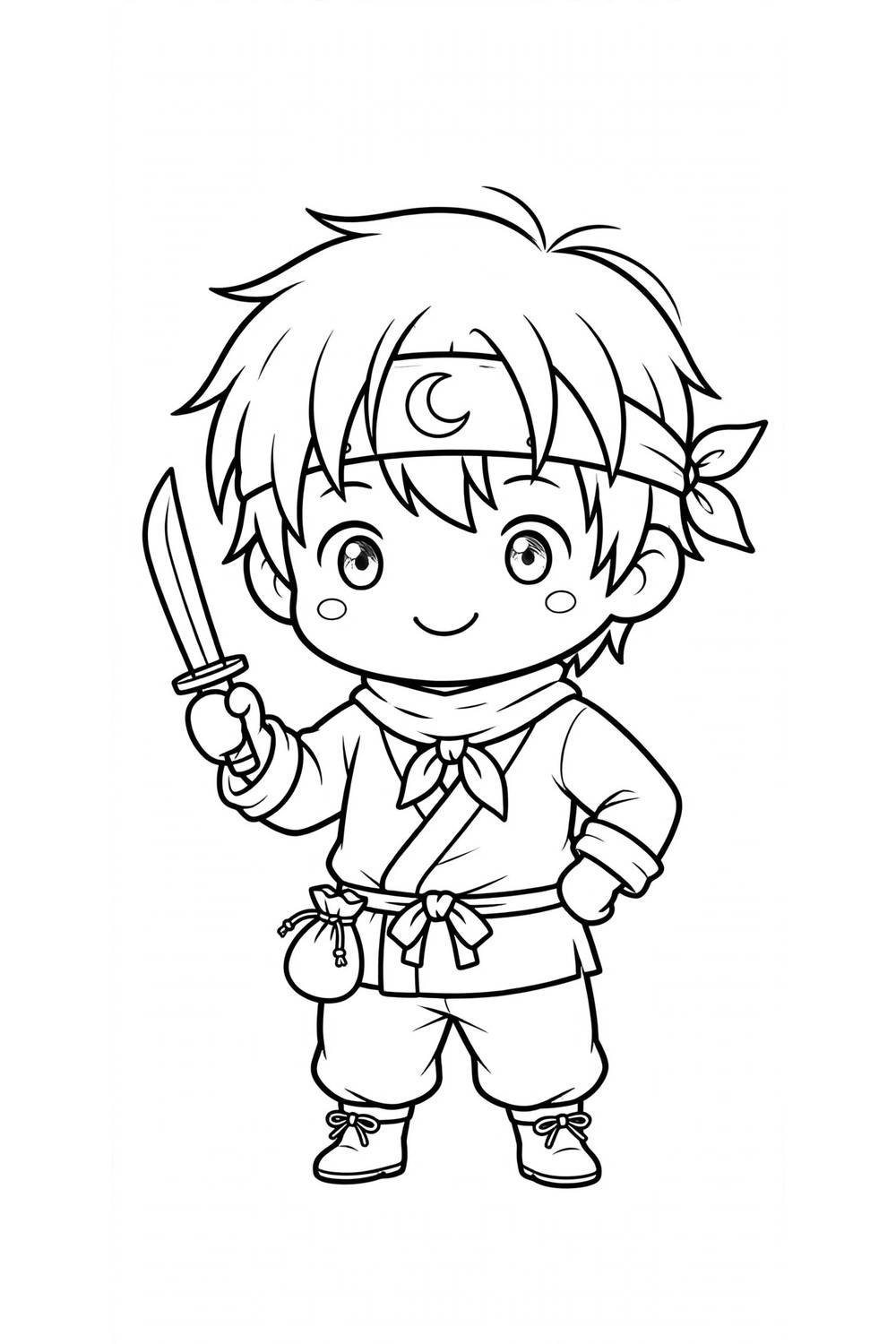 Free printable chibi ninja coloring page