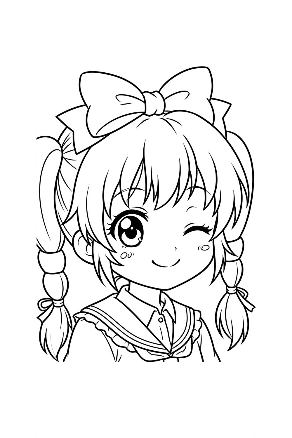 Free printable kawaii anime girl coloring page