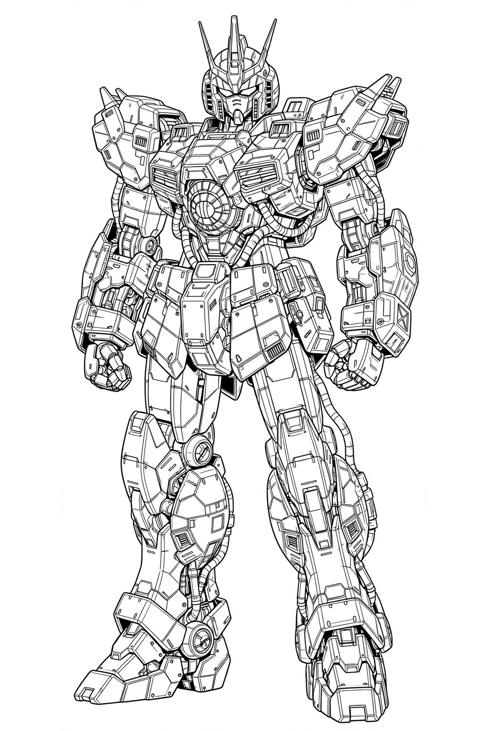 Free printable mecha robot anime coloring page