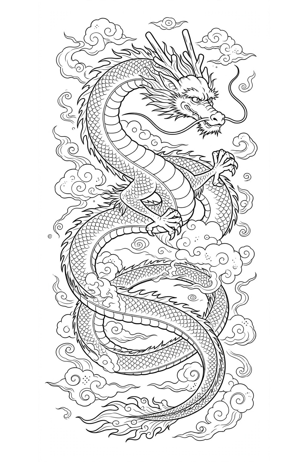 Free printable anime dragon coloring page