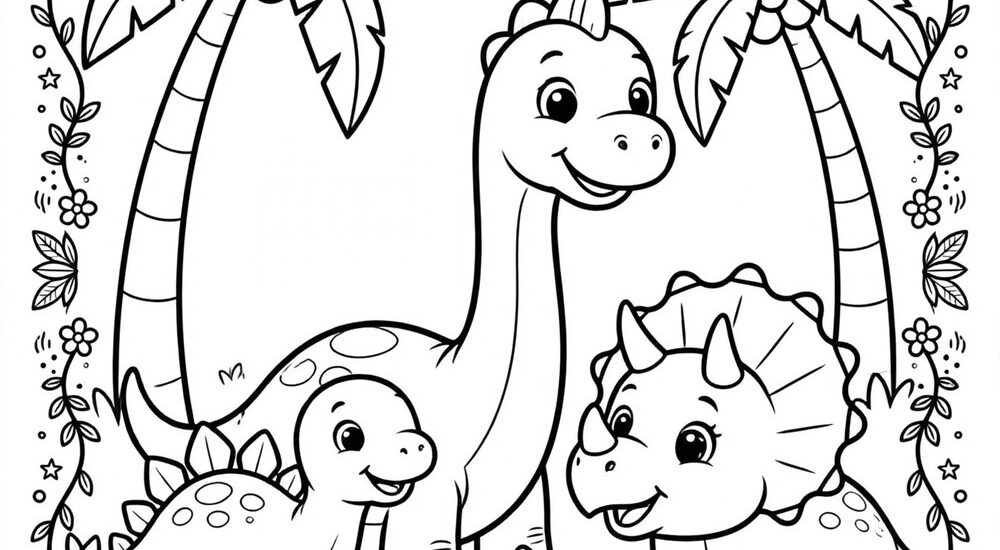 Free printable dinosaur coloring book cover for kids