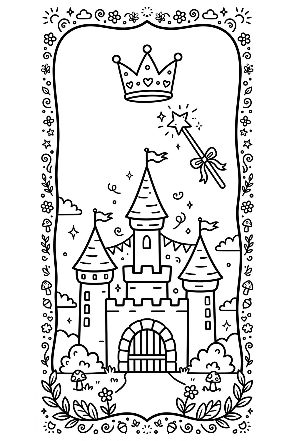 Free printable princess coloring book cover for kids