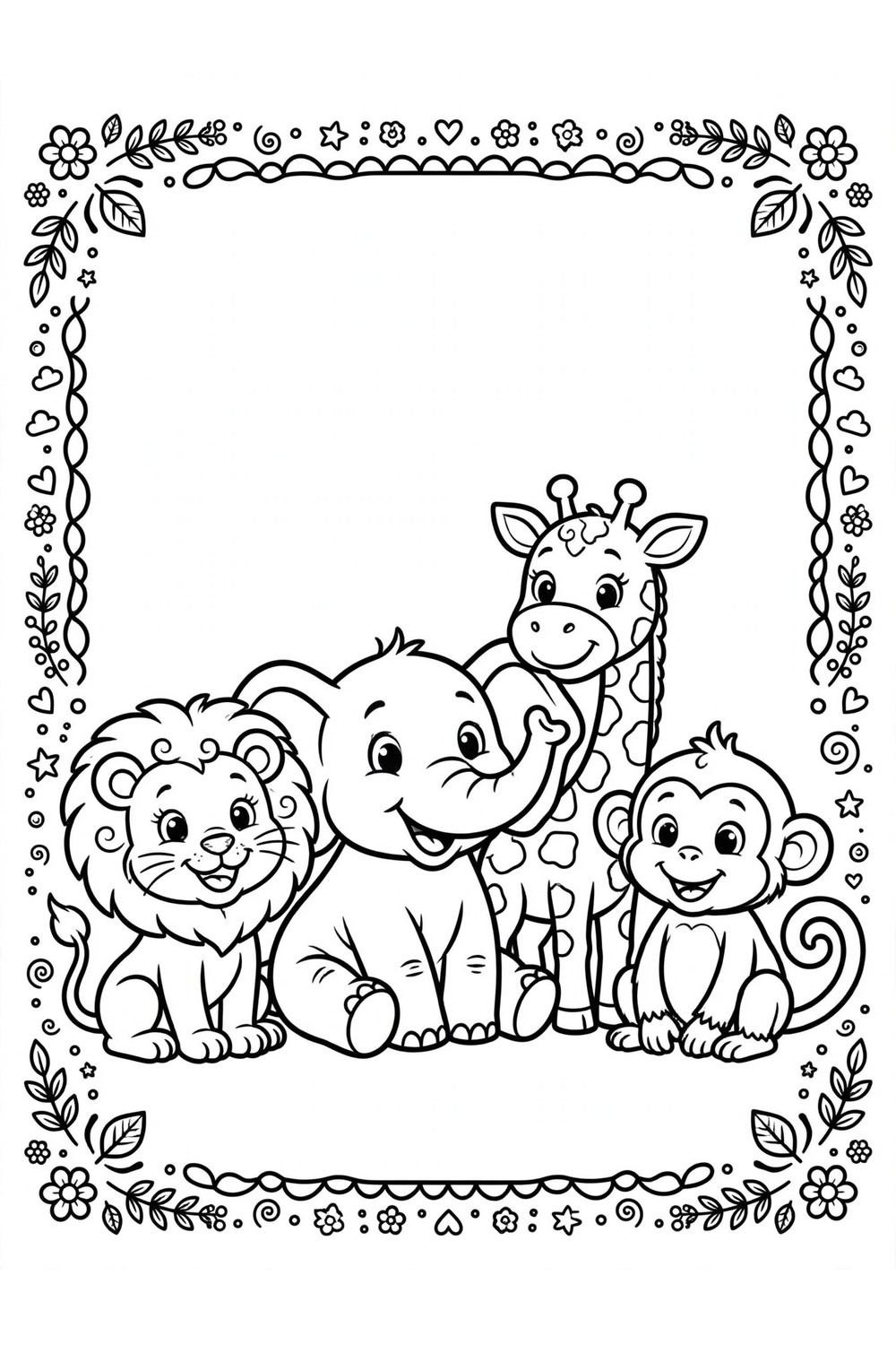 Free printable animals coloring book cover for kids