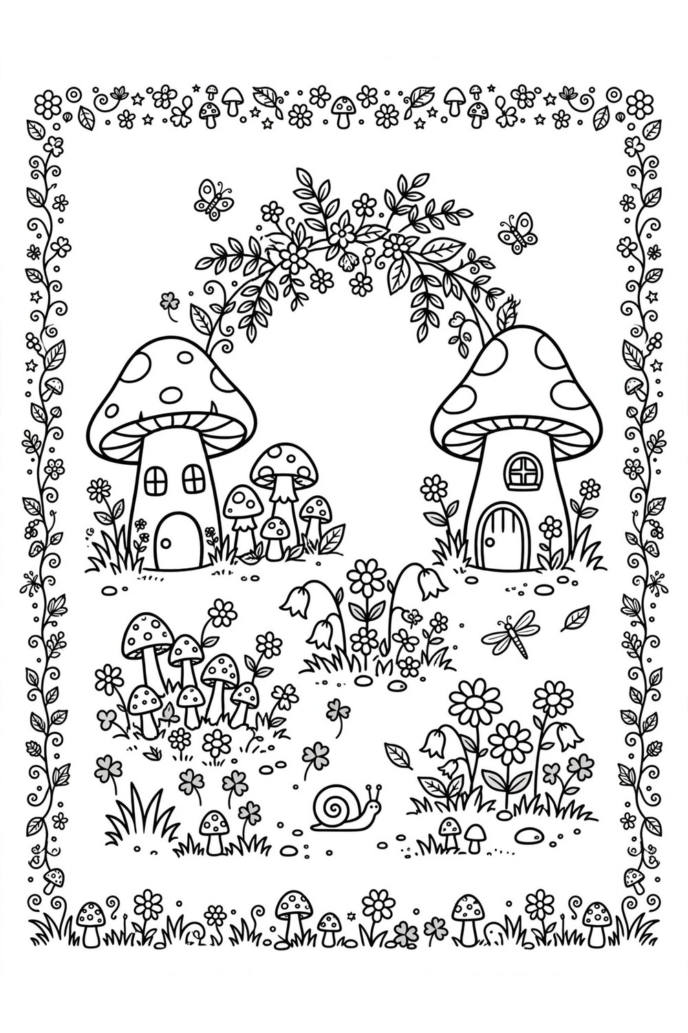 Free printable fairy garden coloring book cover for kids