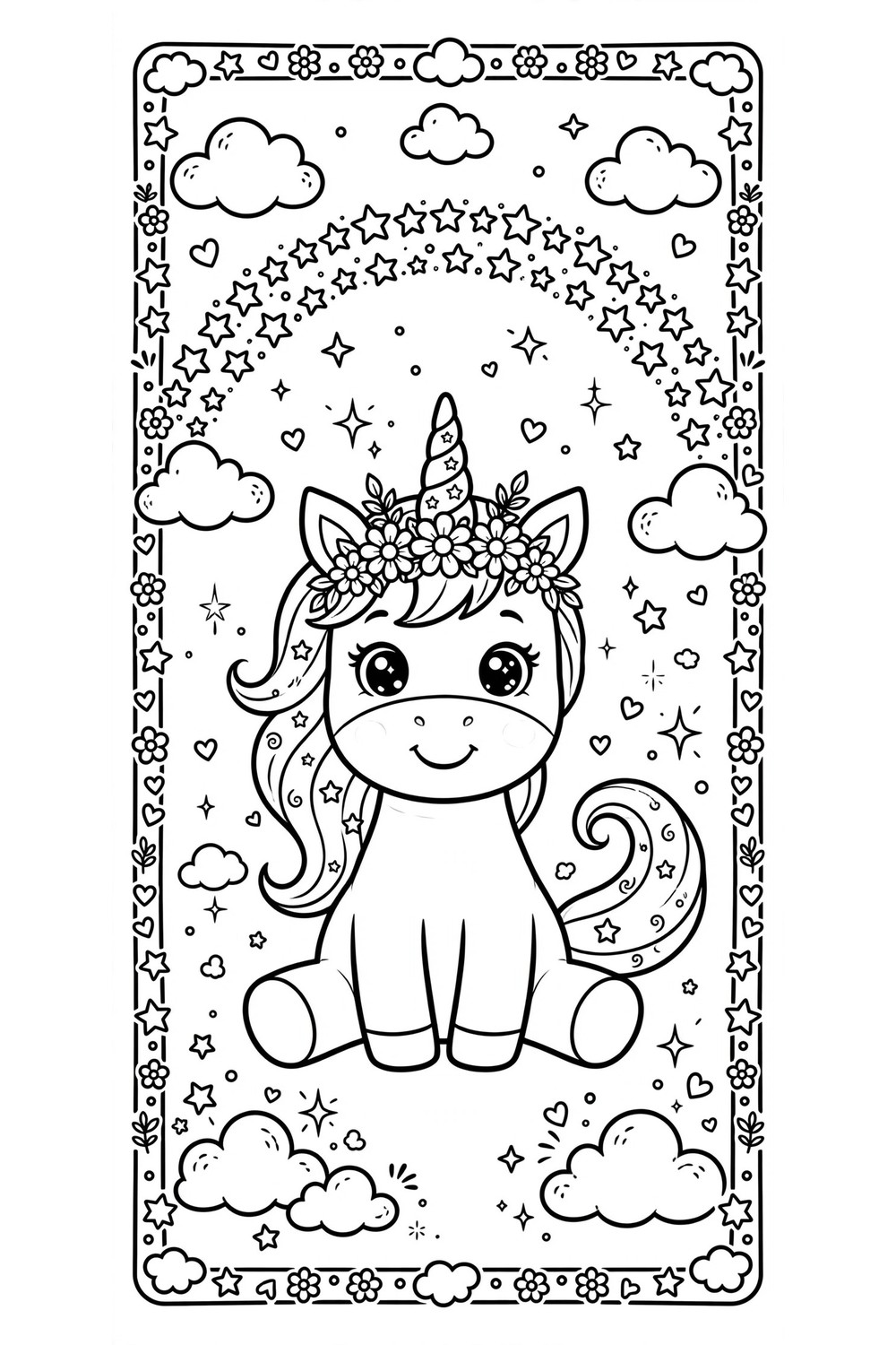 Free printable unicorn coloring book cover for kids
