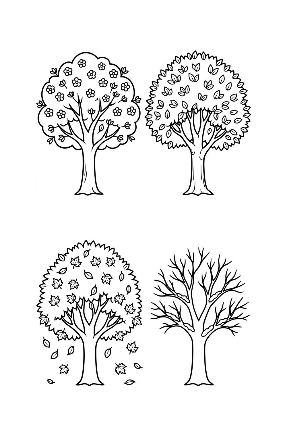 Free printable four seasons colors chart for kids