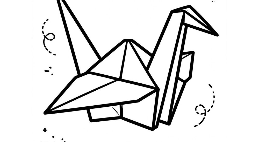 Free printable origami crane paper craft template for kids
