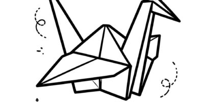 Free printable origami crane paper craft template for kids
