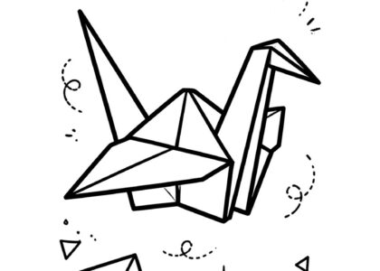 Free printable origami crane paper craft template for kids