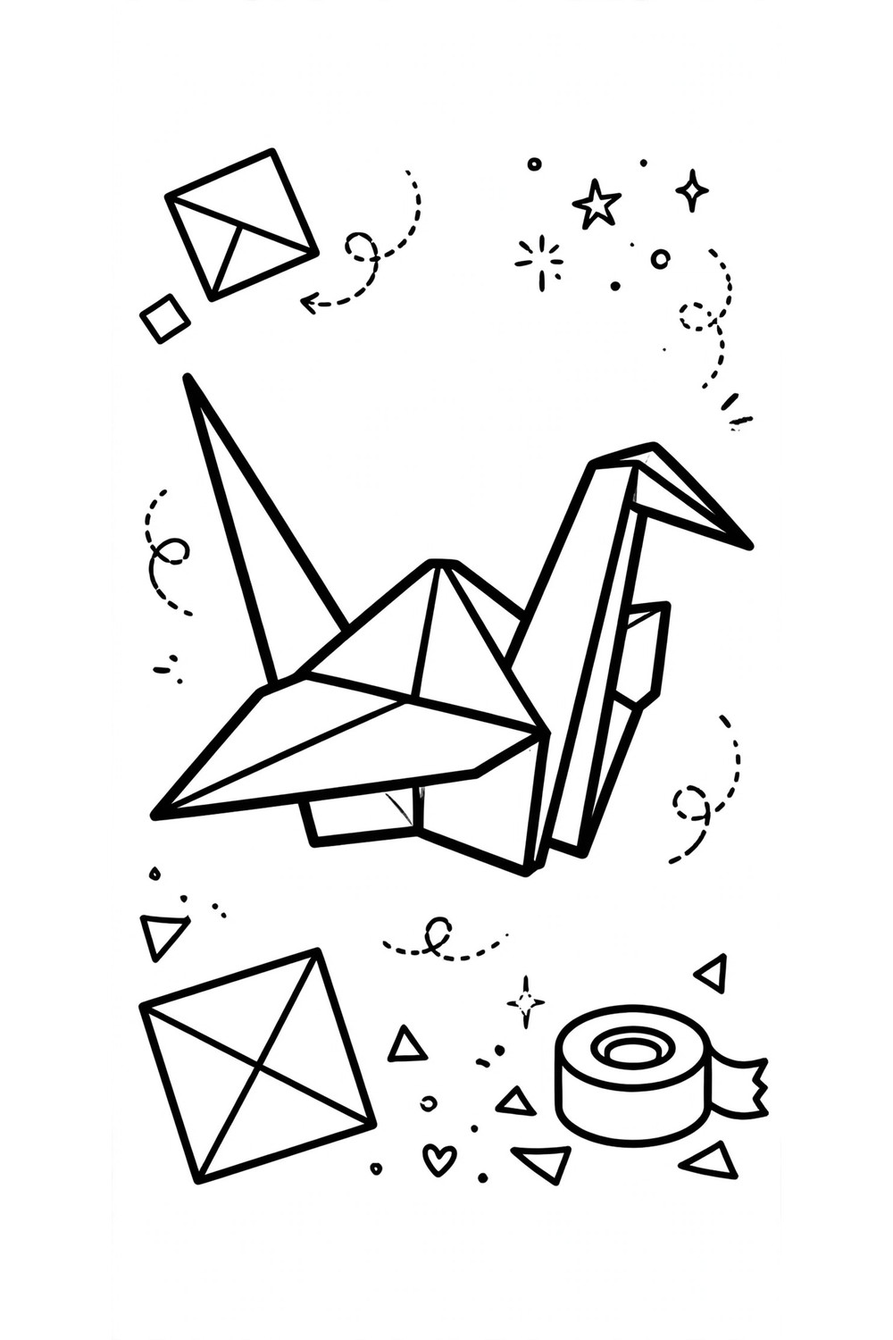Free printable origami crane paper craft template for kids