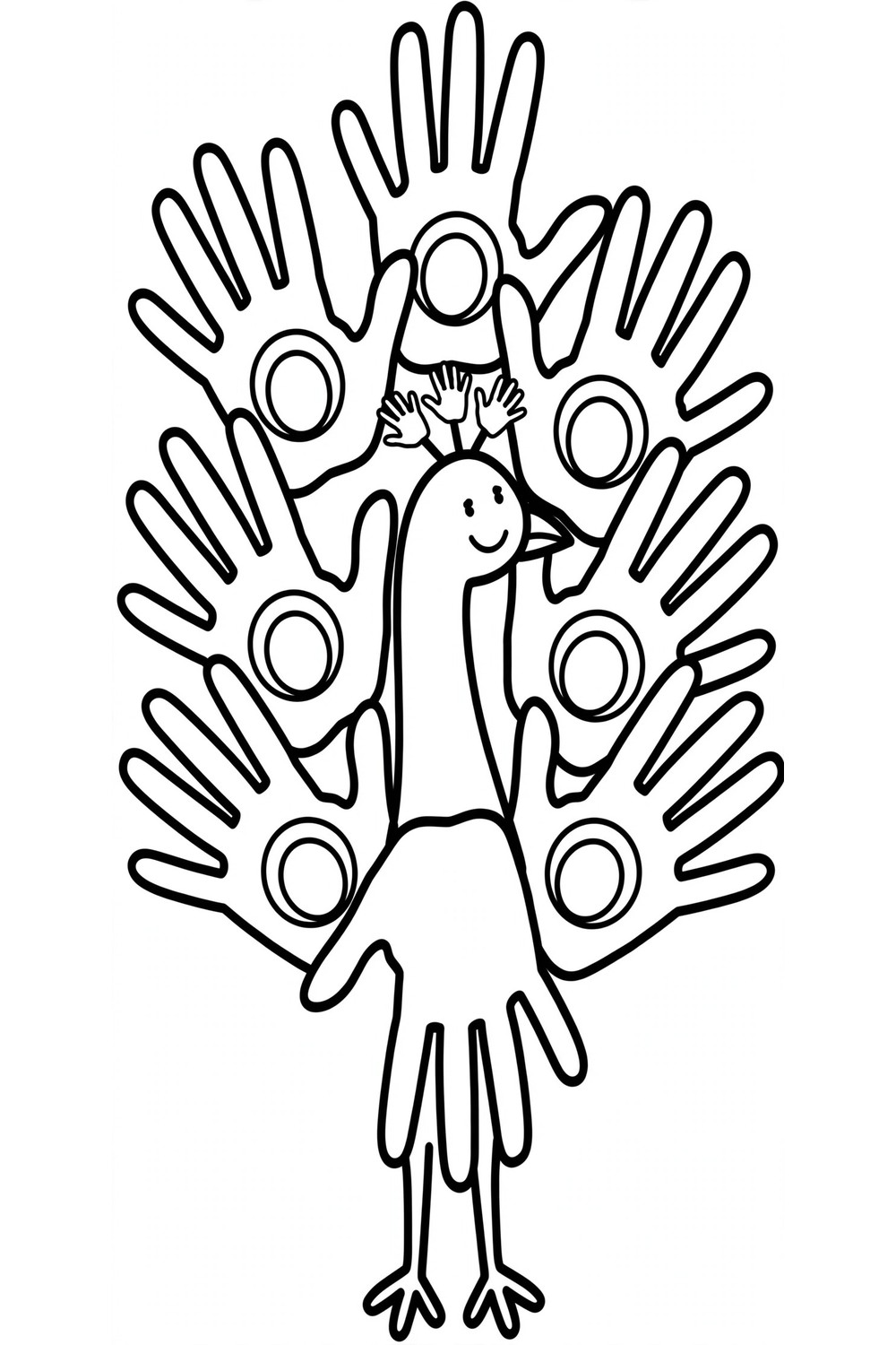 Free printable handprint peacock craft template for kids