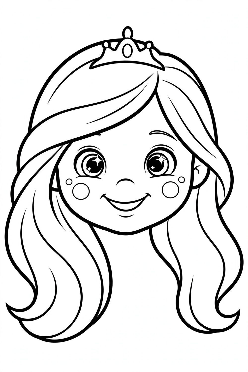 Free printable tiara princess portrait coloring page for kids