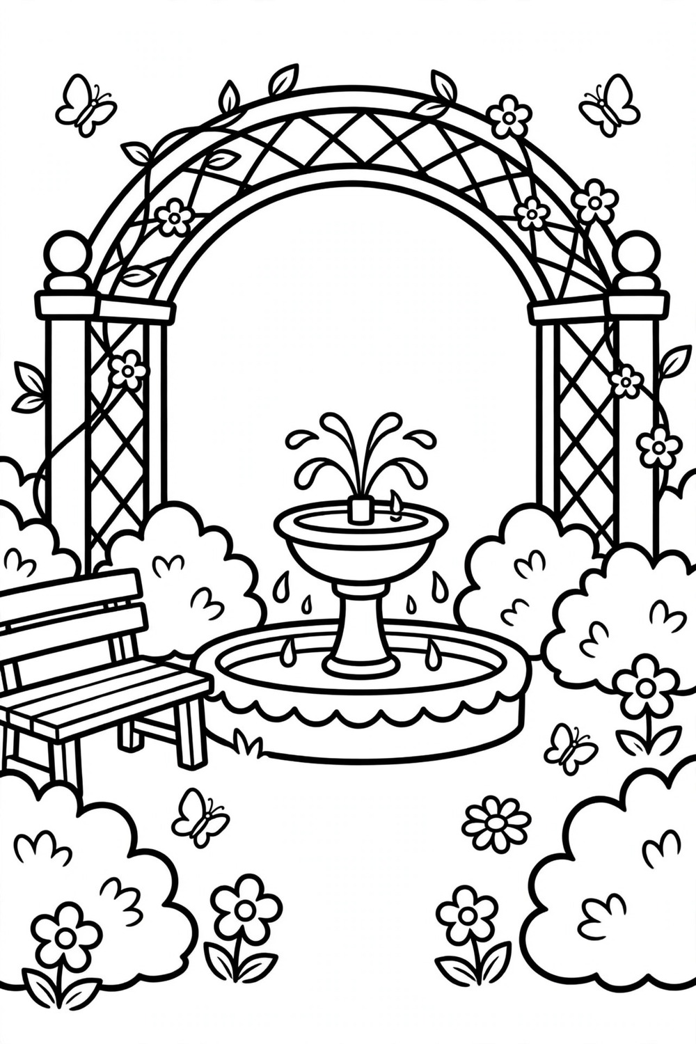 Free printable royal garden coloring page for kids
