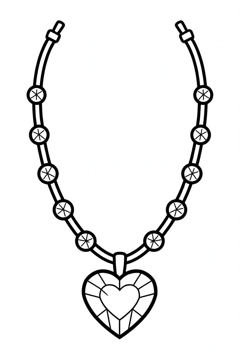 Free printable jewel necklace coloring page for kids