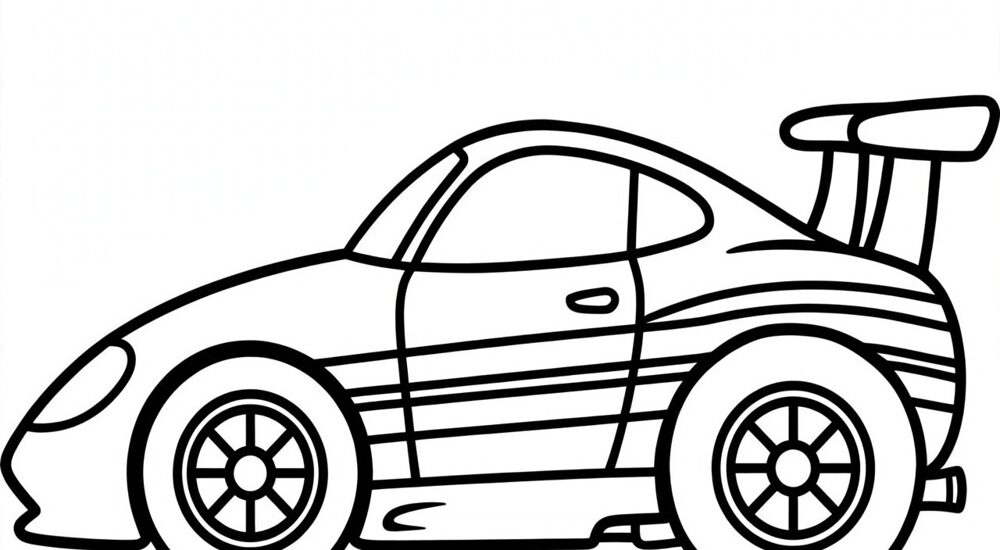 Free printable race car side view coloring page for kids