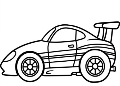 Free printable race car side view coloring page for kids