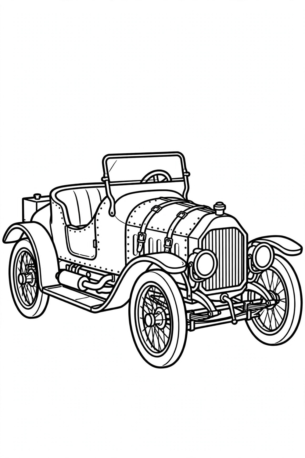 Vintage race car coloring page, free printable PDF