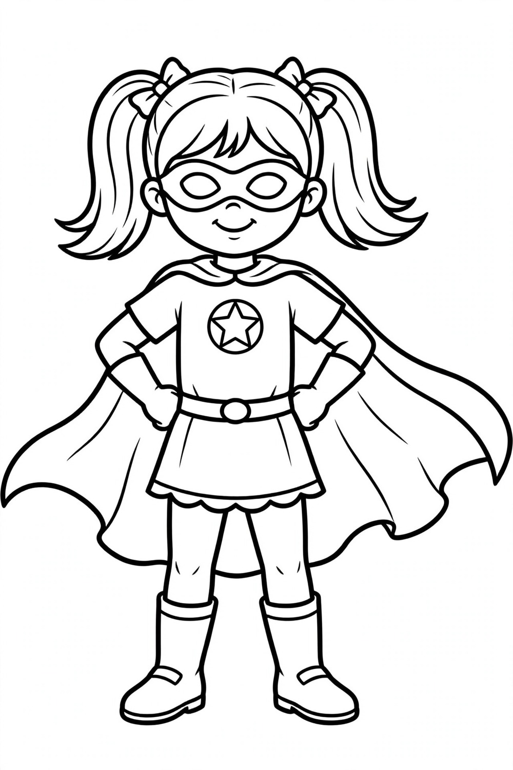 Free printable girl superhero coloring page for kids