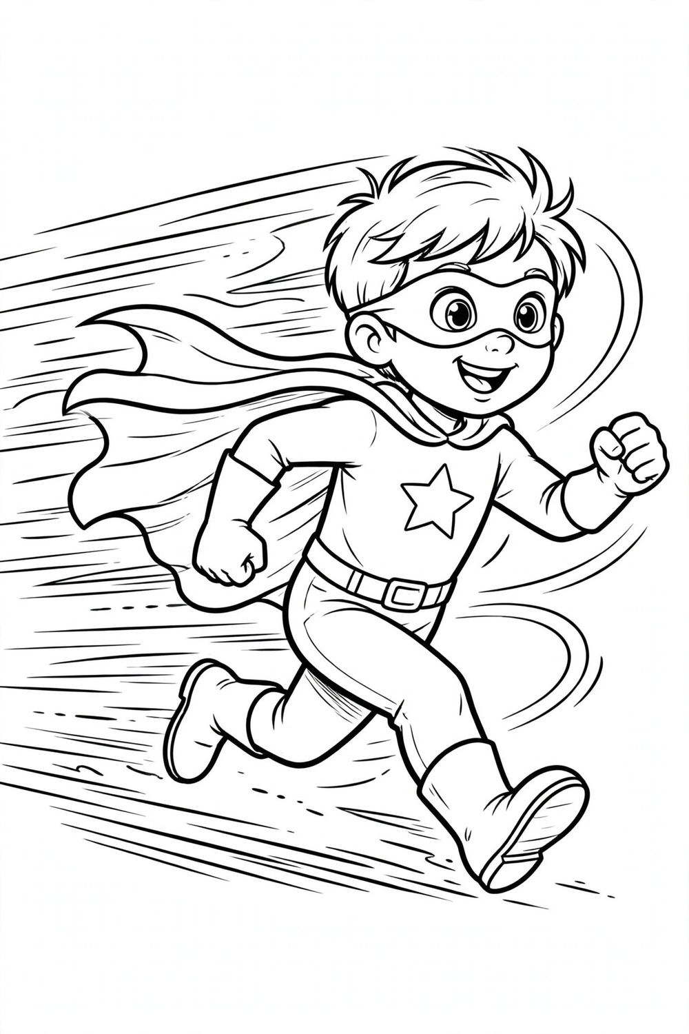 Free printable running superhero coloring page for kids