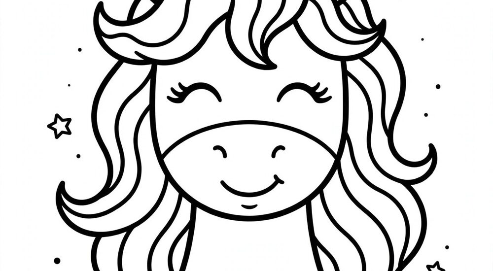 Free printable unicorn head portrait coloring page for kids