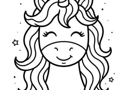 Free printable unicorn head portrait coloring page for kids