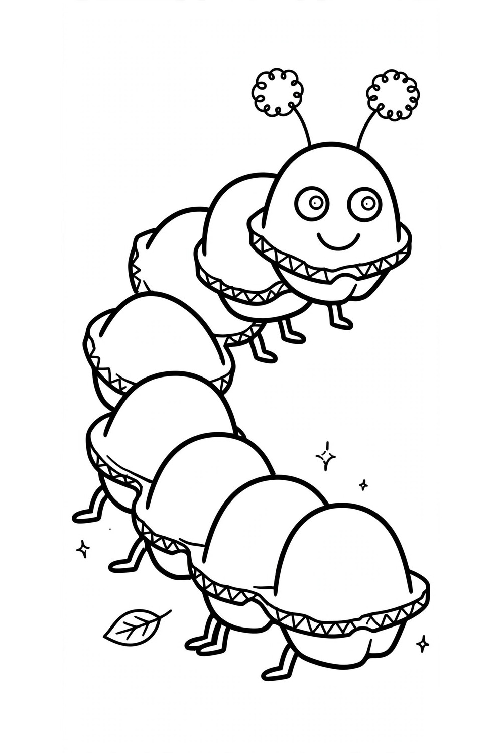Free printable egg carton caterpillar upcycling craft for kids