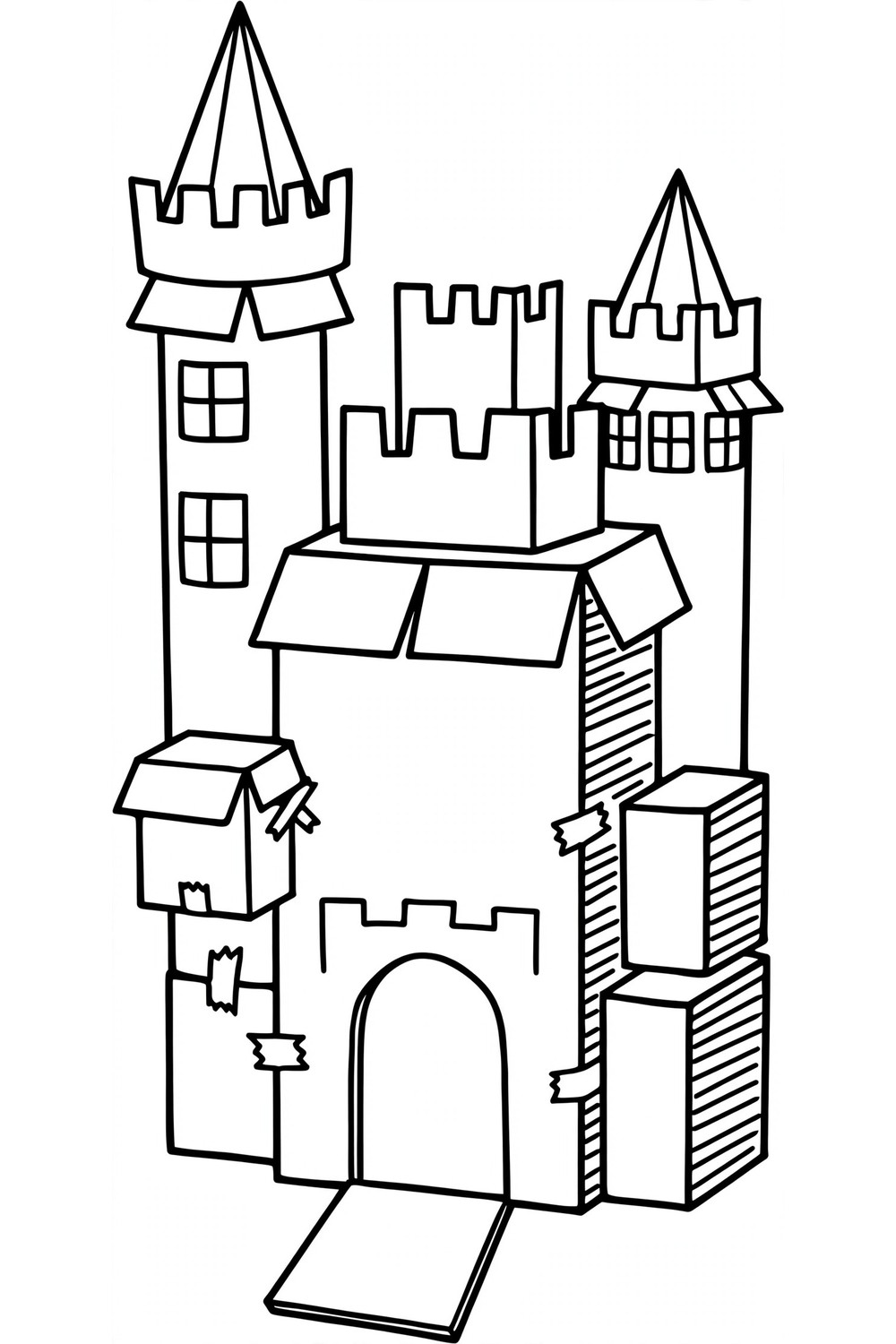 Free printable cardboard castle upcycling craft for kids