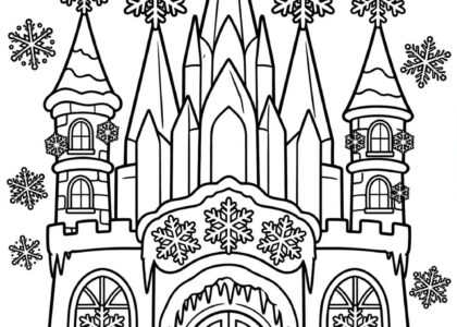 Free printable ice castle winter princess coloring page for kids