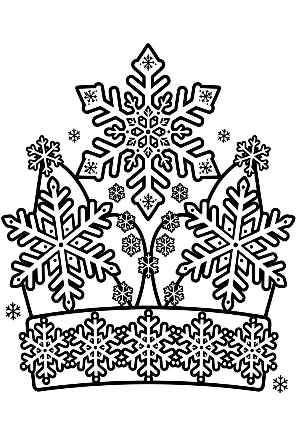 Free printable snowflake crown coloring page for kids