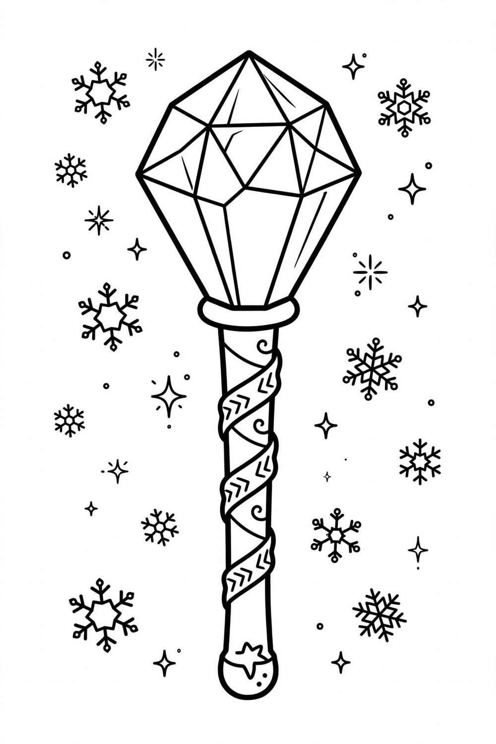 Free printable ice crystal wand coloring page for kids