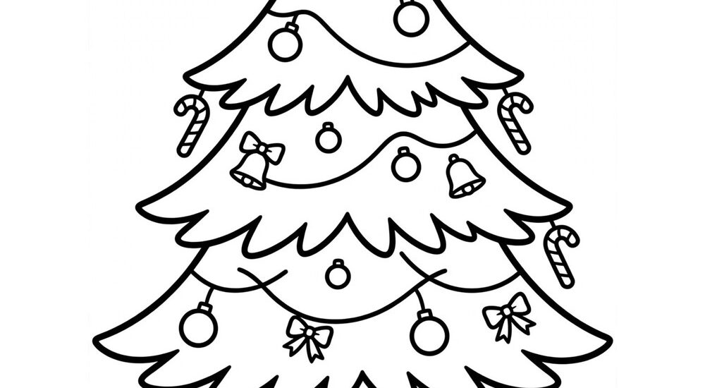 Free printable Christmas tree coloring page for kids